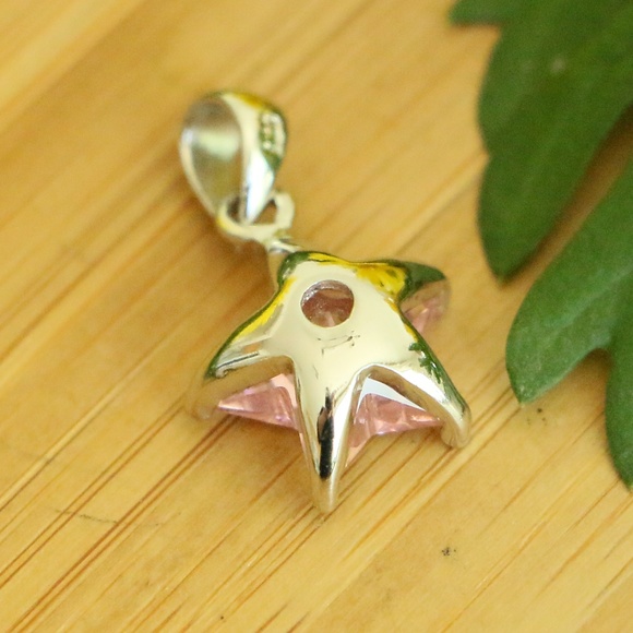 925sterlingsilver star pendant pink cubic zirconia - Picture 4 of 6